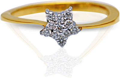 JacknJewel Pentagon Diamond Rice Gold 18K Yellow Gold Plated 18 K Ring