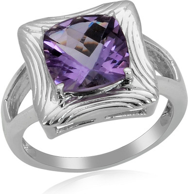 16% OFF on RosesNRibbons Timeless Treasure Sterling Silver Amethyst Rhodium Plated Ring
