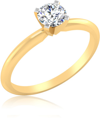 40% OFF on IskiUski Lucent Round Solitaire Sterling Silver Swarovski Crystal 14K Yellow Gold Plated Ring