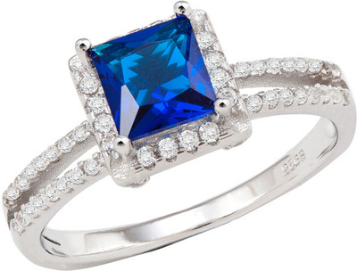 23% OFF on GemLN Kashmir Blue Princess Solitaire Ring Silver Ring