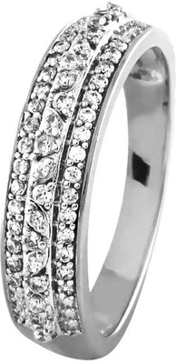 23% OFF on Velvetcase Triple Row Diamond Eternity Band White Gold 18 K Ring
