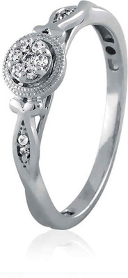 10% OFF on Velvetcase Composite Diamond Swirl White Gold 18 K Ring