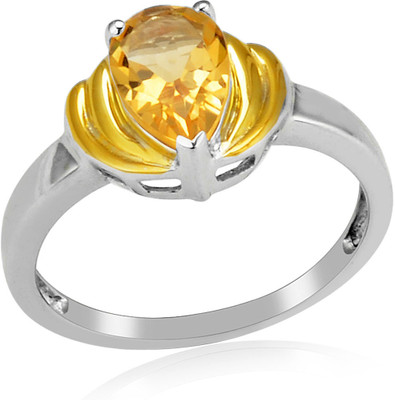 44% OFF on RosesNRibbons Golden Lust Sterling Silver Citrine Rhodium, 18K Yellow Gold Plated Ring