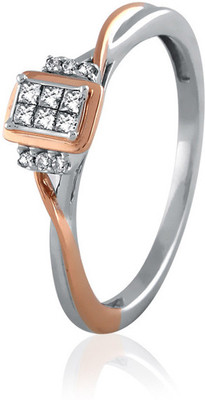 11% OFF on Velvetcase Two Tone Rectangle Princess Ring White Gold 18K White Gold, 18K Rose Gold Plated 18 K Ring