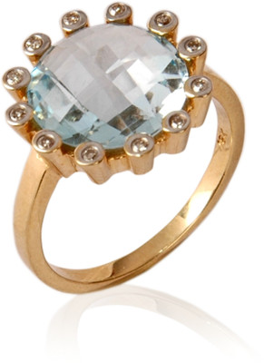 15% OFF on Rakam Yellow Gold Topaz, Diamond 18K Yellow Gold Plated 18 K Ring
