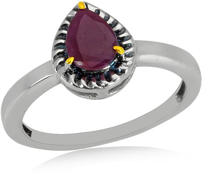 33% OFF on RosesNRibbons Delicate Danity Sterling Silver Ruby Rhodium, 18K Yellow Gold Plated Ring