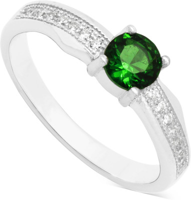 30% OFF on Gemtogems Sterling Silver Cubic Zirconia, Emerald Rhodium Plated Ring