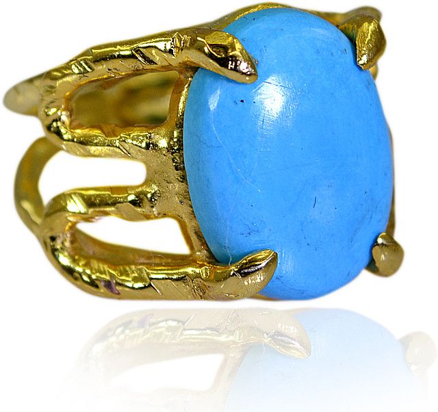 68% OFF on Riyo Gorgeous Turquoise Copper Turquoise 18K Yellow Gold Plated Ring