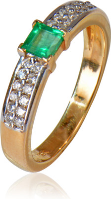 15% OFF on Rakam Gold Emerald, Diamond 18K Yellow Gold Plated 18 K Ring