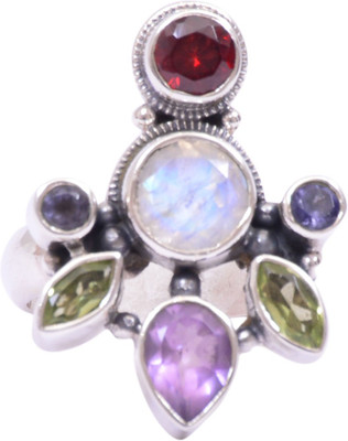 41% OFF on Rubera Silver Moonstone, Amethyst, Garnet Ring