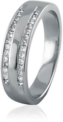9% OFF on Velvetcase Splendour Baguette Diamond Band White Gold 18 K Ring