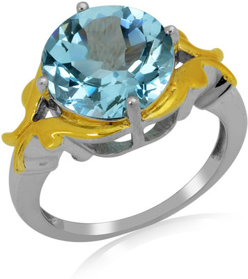 33% OFF on RosesNRibbons Sterling Silver Topaz Rhodium, 18K Yellow Gold Plated Ring