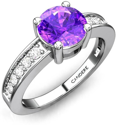 20% OFF on Candere Zipporah Amethyst White Gold Amethyst Rhodium Plated 14 K Ring