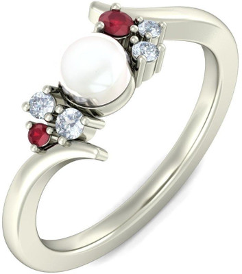 Pearl diamond ruby ring