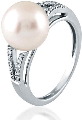 23% OFF on Velvetcase Deco Pearl White Gold 18 K Ring