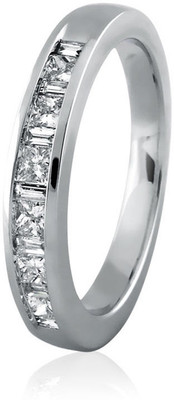 23% OFF on Velvetcase Classic Baguette-Princess Diamond Eternity Band White Gold 18 K Ring