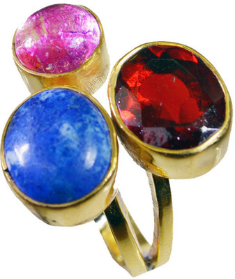 24% OFF on Riyo Foxystar Multi Three Stone Copper Cubic Zirconia 18K Yellow Gold Plated Ring