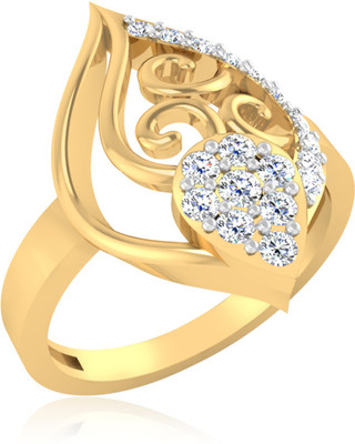 44% OFF on IskiUski Engaging Sterling Silver Diamond 14K Yellow Gold Plated 14 K Ring