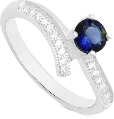 30% OFF on Gemtogems Sterling Silver Cubic Zirconia, Sapphire Rhodium Plated Ring