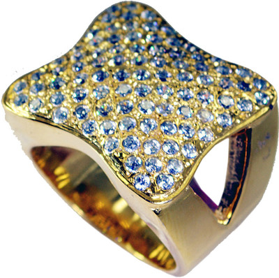 24% OFF on Riyo Allu White Cz Copper Cubic Zirconia 18K Yellow Gold Plated Ring
