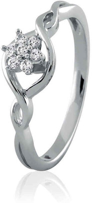 10% OFF on Velvetcase Ribbon Floral Cluster Diamond White Gold 18 K Ring