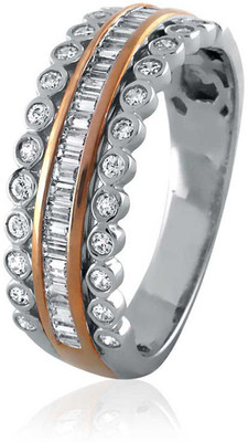12% OFF on Velvetcase Two Tone Baguette-Diamond Eternity Band White Gold 18 K Ring