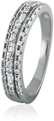 23% OFF on Velvetcase Three Row Diamond Eternity Band White Gold 18 K Ring