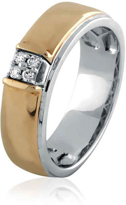 41% OFF on Velvetcase Mens Square Frame Diamond Band White Gold 18 K Ring