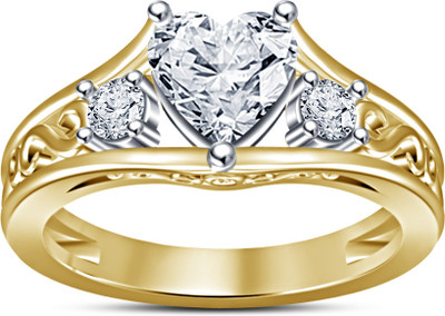 52% OFF on Kirati Heart Design Sterling Silver 14K Yellow Gold Plated Ring