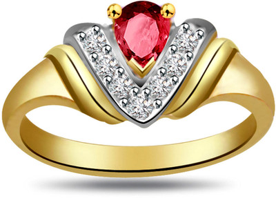 30% OFF on Surat Diamond Classic Diamond & Ruby Ring SDR989 Yellow Gold Diamond, Ruby 18 K Ring