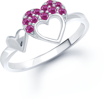 62% OFF on VK Jewels Double Heart Alloy Cubic Zirconia Rhodium Plated Ring