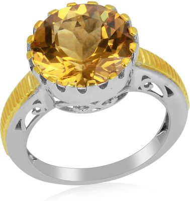 33% OFF on RosesNRibbons Golden Glitter Sterling Silver Citrine Rhodium, 18K Yellow Gold Plated Ring