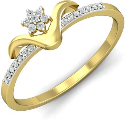KuberBox Smiling You Gold Diamond 18K Yellow Gold Plated 18 K Ring