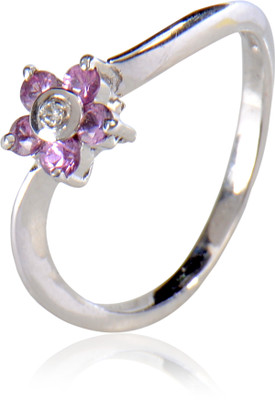 15% OFF on Rakam Gold Sapphire, Diamond 18K White Gold Plated 18 K Ring