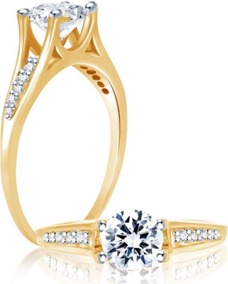 63% OFF on Sukkhi Eye-Catchy Alloy Cubic Zirconia 18K Yellow Gold, Rhodium Plated Ring
