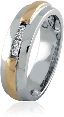 23% OFF on Velvetcase Mens Two - Tone Diamond Accent Band White Gold 18 K Ring