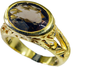 25% OFF on Riyo Radiantstar Smoky Quartz Copper Quartz 18K Yellow Gold Plated Ring