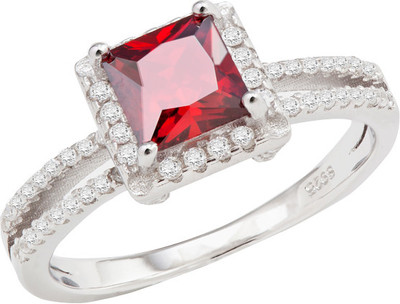23% OFF on GemLN Ruby Red Princess Solitaire Ring Silver Ring