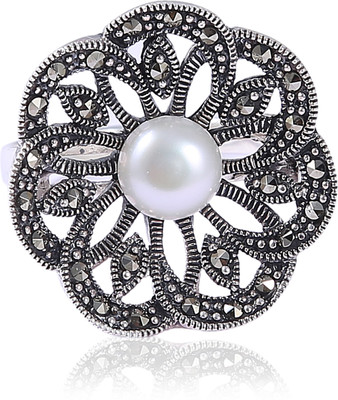26% OFF on Jisha Sterling Silver Cubic Zirconia, Pearl Ring