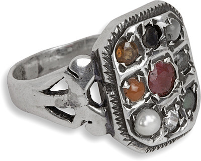 11% OFF on Silverwala Silver Pearl, Coral, Sapphire, Cat's Eye, Emerald, Cubic Zirconia, Ruby Ring