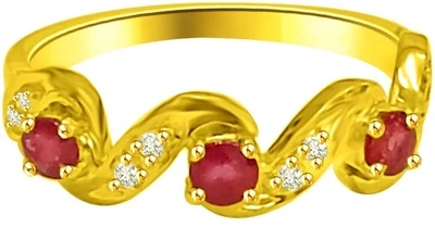 Surat Diamond Classic Diamond & Ruby Gold Ring SDR1221 Yellow Gold Diamond, Ruby 18 K Ring