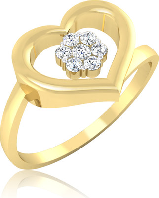 31% OFF on Forevercarat Heart Blossom Silver Diamond 14K Yellow Gold Plated Ring