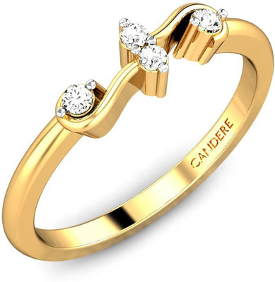 15% OFF on Candere The Cardinal Diamond Yellow Gold Rhodium Plated 18 K Ring
