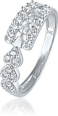 52% OFF on Mahi Three Hearts Alloy, Brass Cubic Zirconia Rhodium Plated Ring