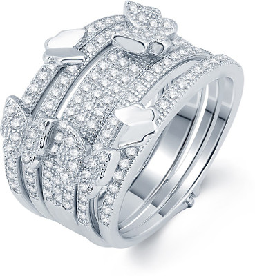 53% OFF on Leo Silver Art Butterfly Sterling Silver Cubic Zirconia Rhodium Plated Ring