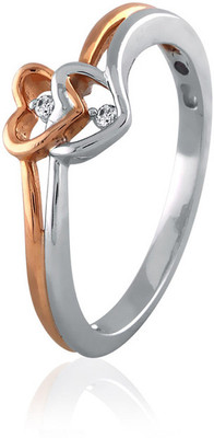 28% OFF on Velvetcase Two Tone Twin Heart Promise Ring White Gold 18K White Gold Plated 18 K Ring