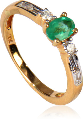 15% OFF on Rakam Gold Emerald, Diamond 18K Yellow Gold Plated 18 K Ring