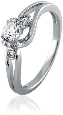 10% OFF on Velvetcase Ethnic Diamond Accent Solitaire White Gold 18 K Ring