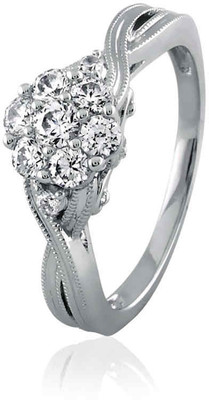 10% OFF on Velvetcase Diamond Flower Cluster White Gold 18 K Ring