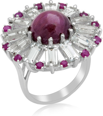 36% OFF on RosesNRibbons Romantic Vibe Sterling Silver Ruby, Topaz Rhodium Plated Ring